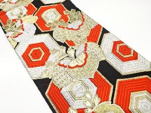 アンティーク　桐に重ね亀甲模様織り出し袋帯（着用可）